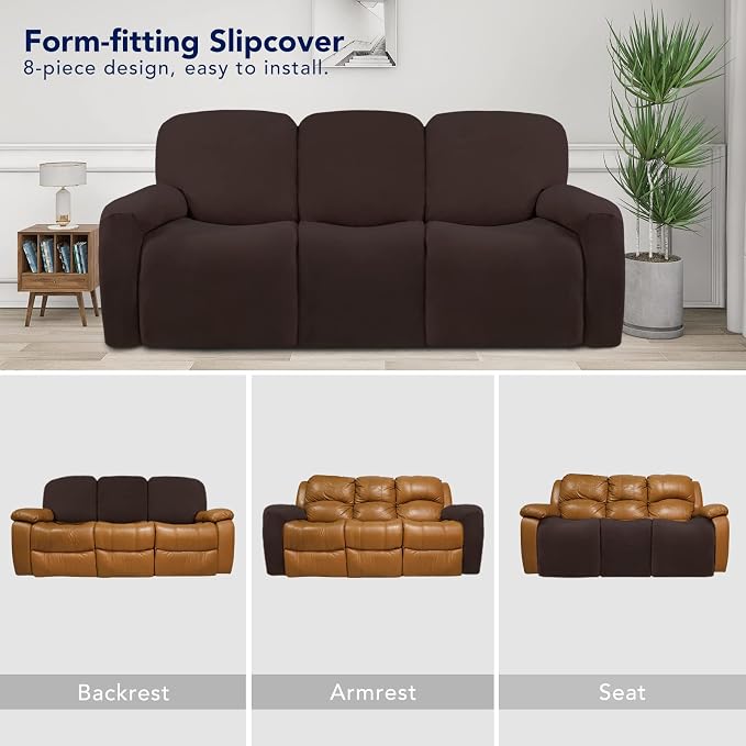 PureFit Super Stretch 3 Seats Recliner Chair Sofa Couch Cover - Image 4