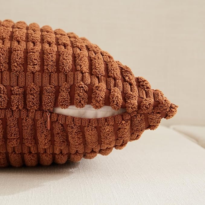 Fancy Homi 4 Packs Rust Decorative Throw Pillow Covers 24x24 Inch - Image 4
