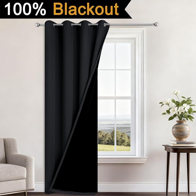 Yakamok 100% Blackout Curtains 96 Inches Long, 2 Thick Layers Heat and Full - Image 2