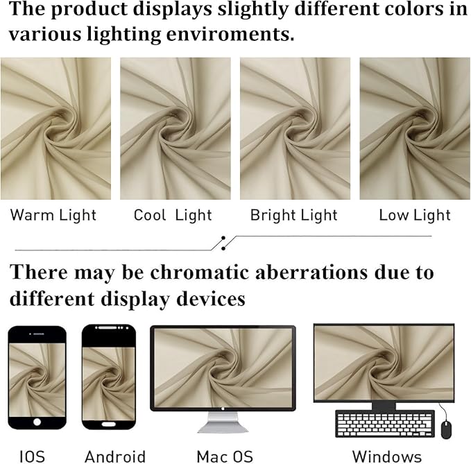 Lecloud Taupe Sheer Curtains 84 Inches Long 2 Panels, Light Filtering Solid - Image 5