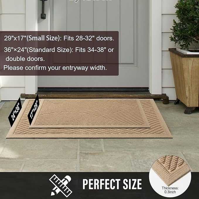 HIYARD Sturdy Front Door Mat, Absorbent Muddy Dirt Resist Welcome Door Mats - Image 3