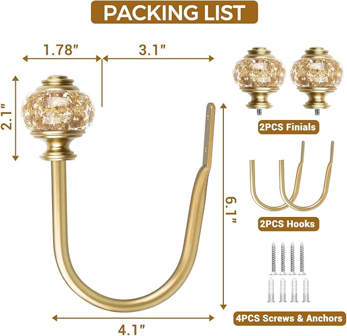 2 Pack Gold Curtain Holdbacks, USFOOK Decorative Drapery Tiebacks, Curtain Tie - Image 8