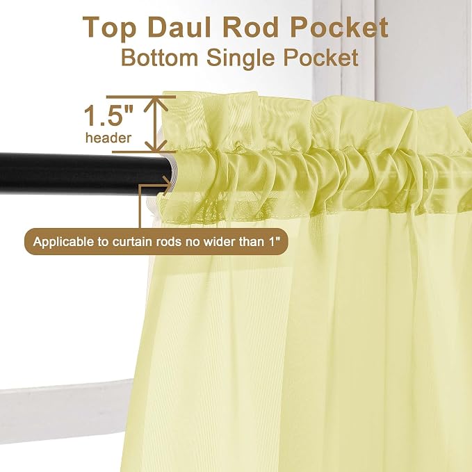 Chyhomenyc Extra Long Sheer Curtains 120 Inches Long 2 Panels Set, Light - Image 5
