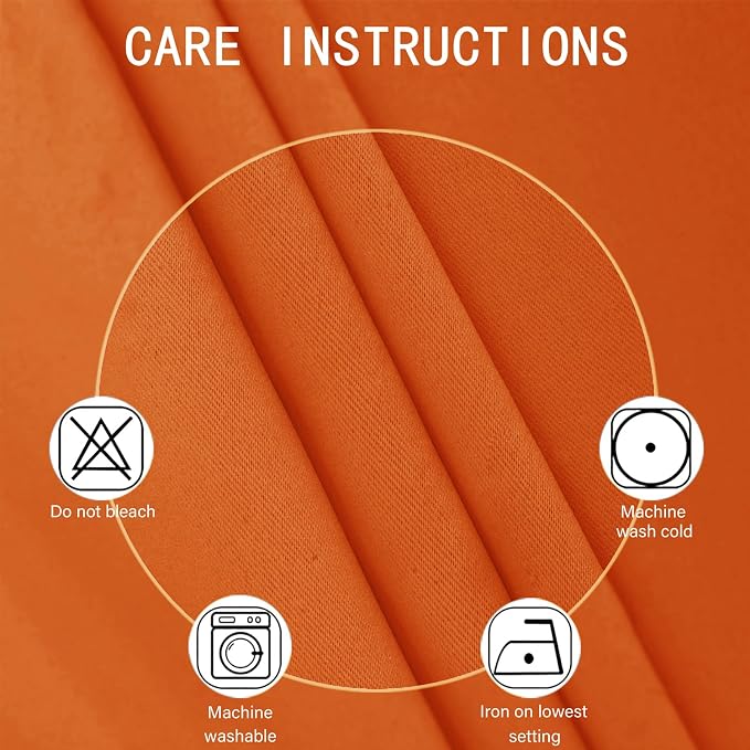 LEMOMO Blackout Curtains 66 x 72 Inch Long Orange Curtains Set of 2 Panels Room - Image 4