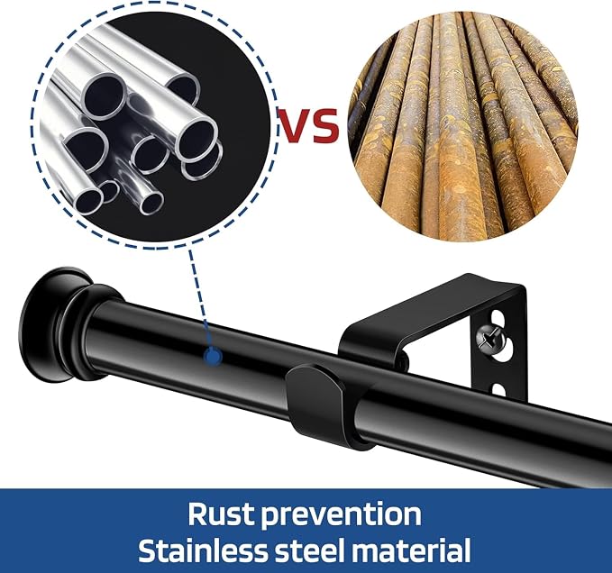 Curtain Rods 2 Pack 5/8 inch Black Curtain Rods - Image 4