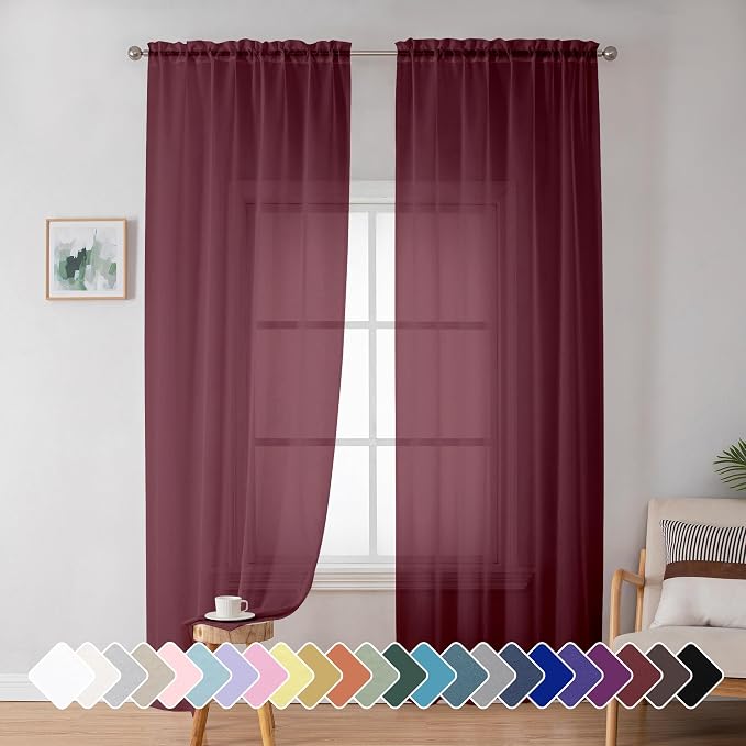 Simplebrand Red Sheer Panles 72 Inches Long 2 Panels by Simplebrand