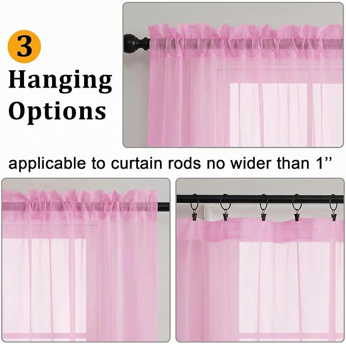 Gwine Short Kitchen Sheer Curtains 30 Inch Length - Image 2