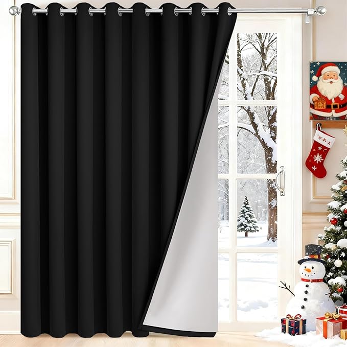 Yakamok Black Room Darkening 100% Blackout Curtains Grommet Extra Wide Window by Yakamok