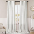Off White Semi Sheer Linen Curtains 90 inch Length by Nanspring