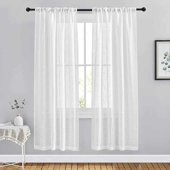 NICETOWN Semi Sheer Linen Curtains - Image 3