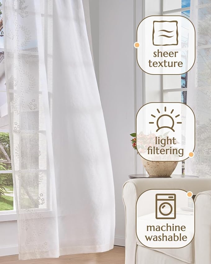 jinchan Belrose Linen Sheer Curtains - Image 4