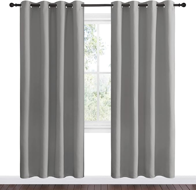 NICETOWN Silver Grey Room Darkening Curtain Panels 78" Long - Image 2