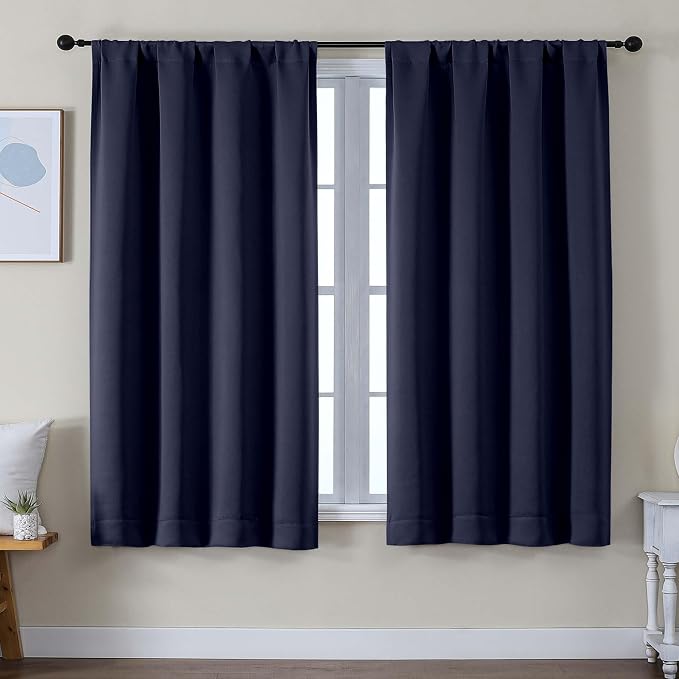 Simplebrand Ava Navy Blue Blackout Curtains by Simplebrand