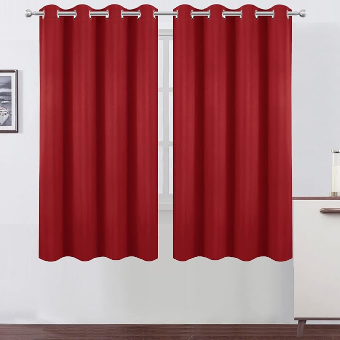 LEMOMO Bright Red Blackout Curtains 52 x 63 Inch Length/Set of 2 Curtain by Lemomo
