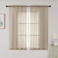 Sheer Taupe Curtains for Bedroom Living Room 54 Inch Length 2 Panels Set by WelvetBLK