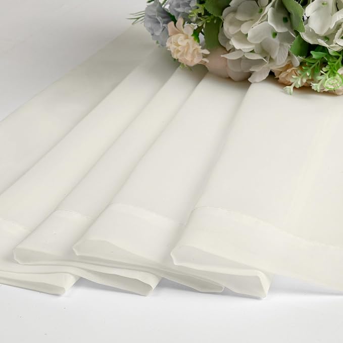 Lecloud 14 Inch Ivory Sheer Curtains Valance 2 Pieces, Cafe Kitchen Curtain - Image 8