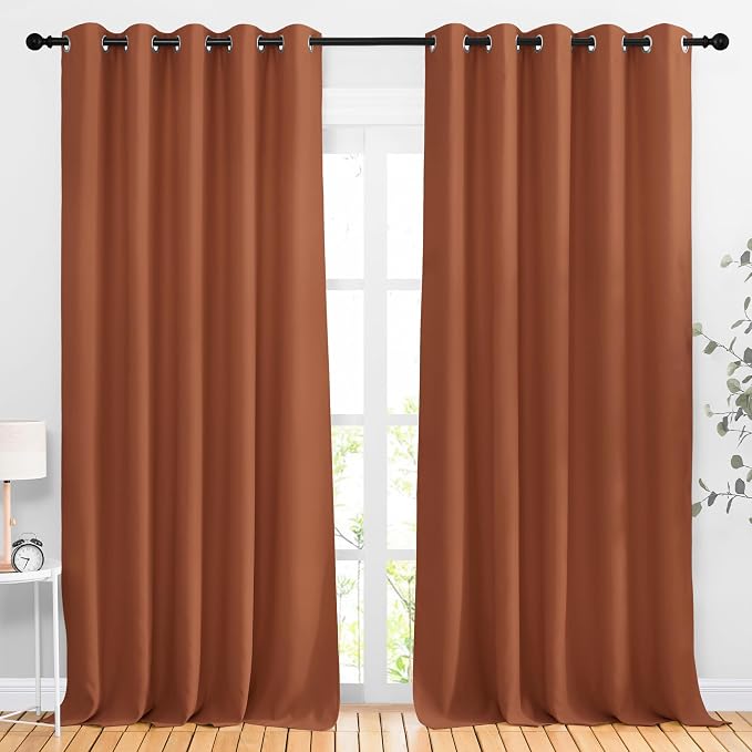 NICETOWN Burnt Orange Blackout Living Room Curtains 110 inches Long, Grommet by NICETOWN