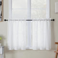 Simplebrand Semi Sheer White Curtains 30 Inch Length 2 Panels, Geometric by Simplebrand