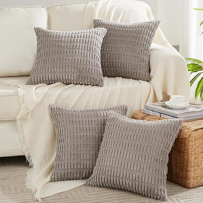 Fancy Homi 4 Packs Grey Decorative Throw Pillow Covers 26x26 Inch by Fancy+Homi