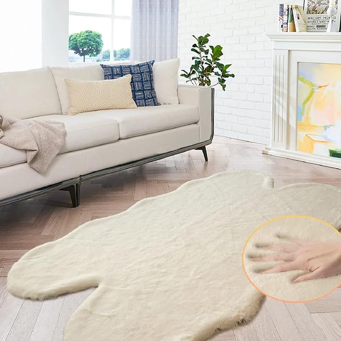 ORINOVA Light Brown Beige Fluffy Faux Fur Rugs by ORINOVA