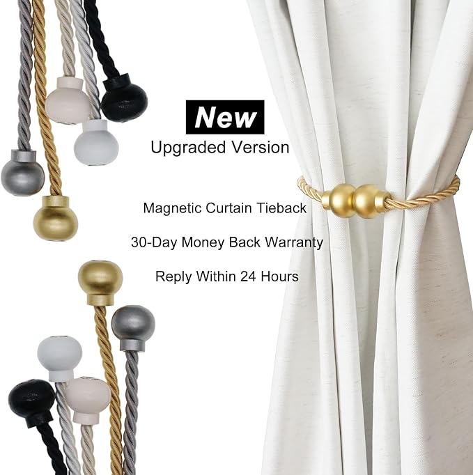 6 Pack Magnetic Curtain Tiebacks Modern Handmade Rope Curtain Tie Backs - Image 7