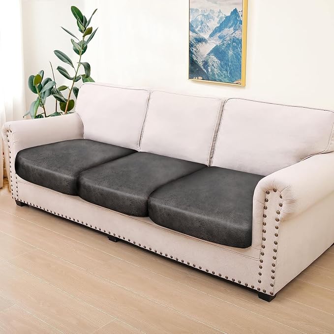 Leather Look Couch Cushion Covers Sofa Seat Slipcovers Sets Couches Furniture - Image 6