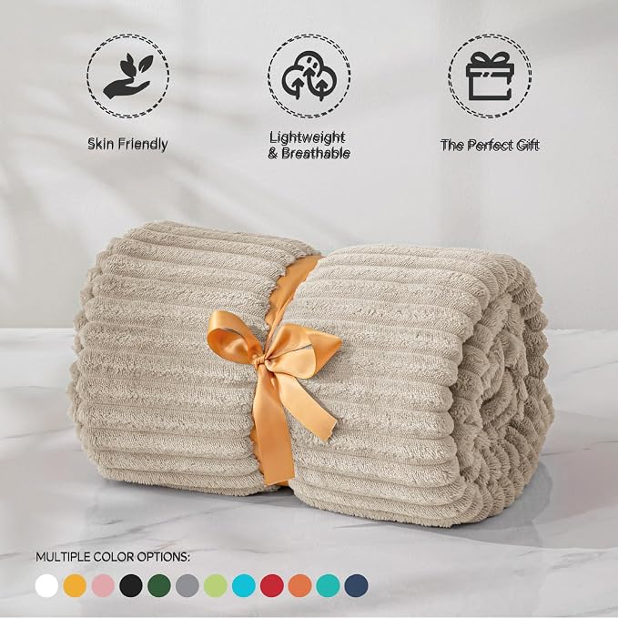 BEDELITE Fleece Blanket Queen Size – 3D Ribbed Jacquard Soft and Warm - Image 4