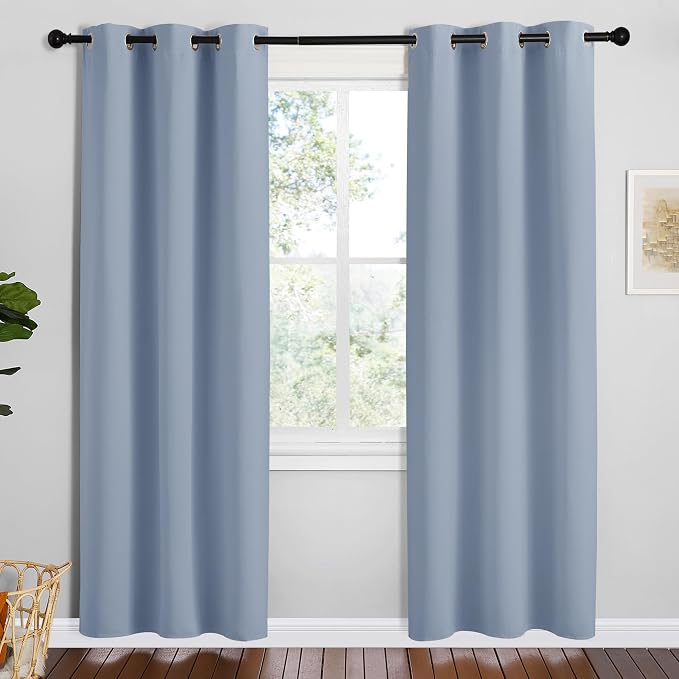 NICETOWN Vintage Blue Blackout Curtains 78 inches Length by NICETOWN