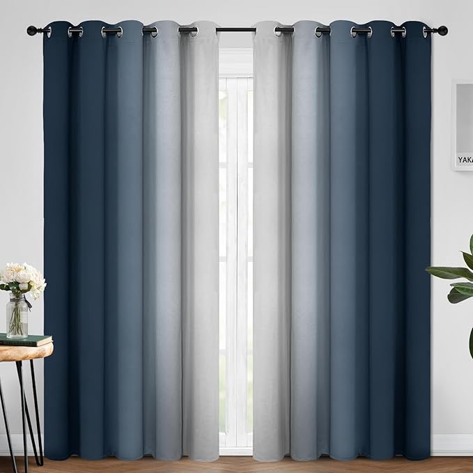 Yakamok Room Darkening Ombre Curtains 84 Inch Length, Light Blocking Grommet by Yakamok