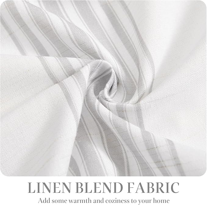 jinchan Striped Linen Valance Curtain 16 Inch Vertical Striped Valance - Image 7