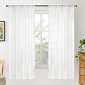 BGment White Semi Sheer Linen Curtains 63 Inch Length by BGment