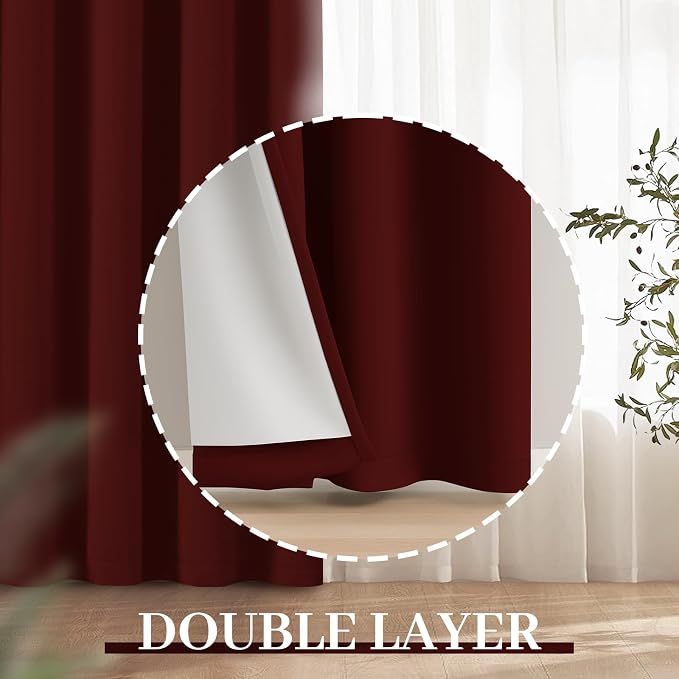 Yakamok Room Darkening 100% Blackout Curtains Grommet Window Treatments - Image 8