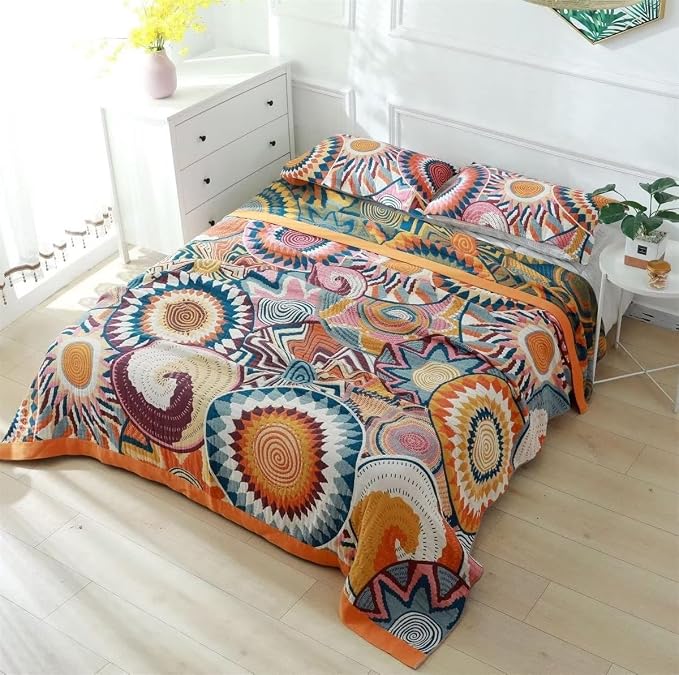MSGKV Boho Throw Blanket for Couch 50"x60" 100% Cotton Sofa Blanket Spring - Image 7