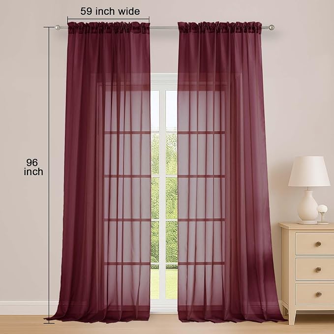 OWENIE Sheer Curtains 2 Panels Set - Image 6