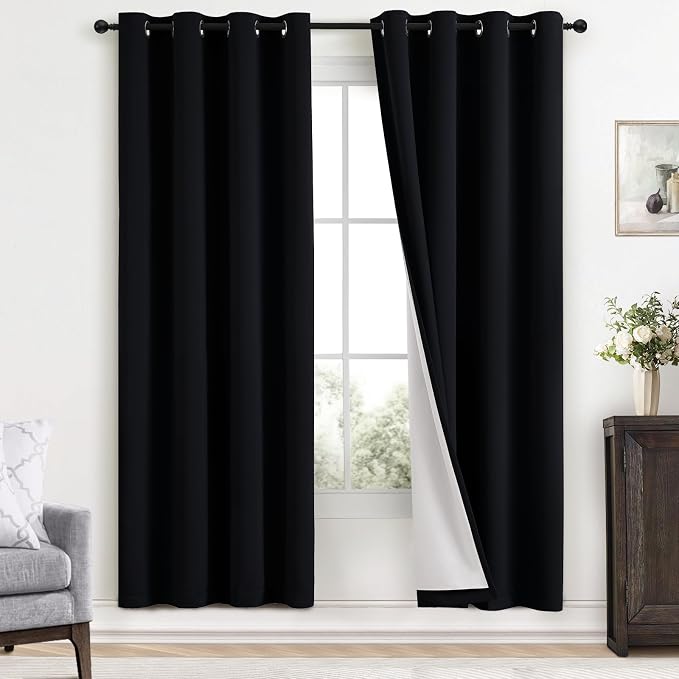 Yakamok 100% Blackout Curtains Black Room Darkening Thermal Insulated Window by Yakamok
