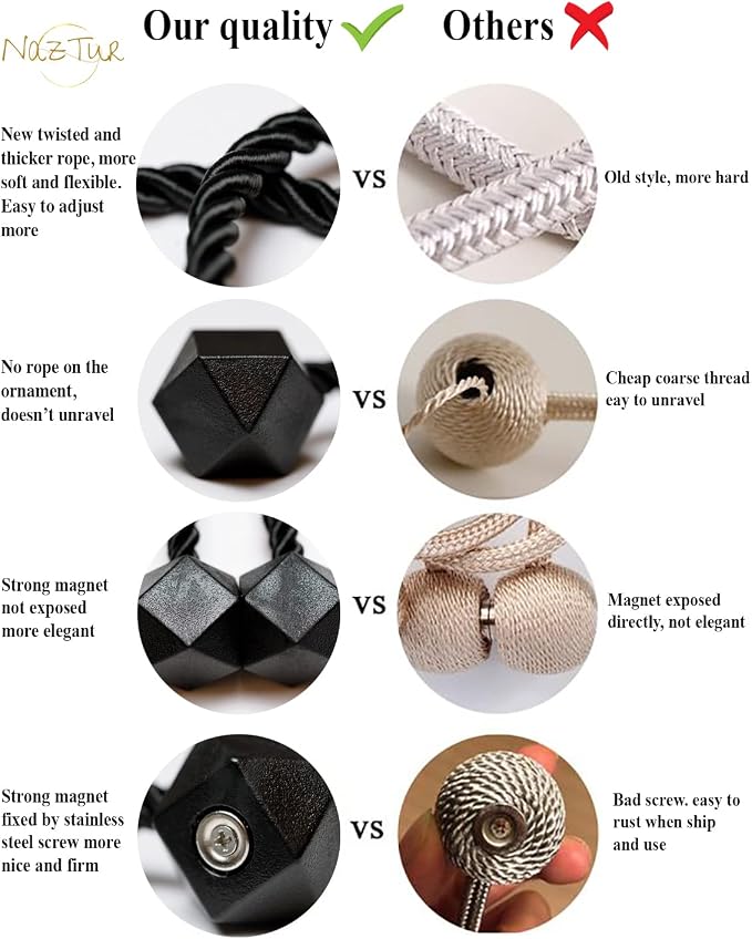 NazTur Magnetic Curtain Tiebacks- Upgrade 2022 - Image 5