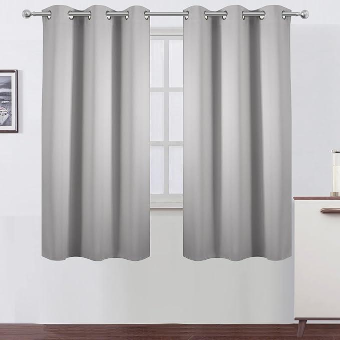 LEMOMO Light Grey Blackout Curtains 34 x 54 Inch Length/Set of 2 Curtain by Lemomo