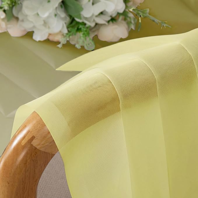 Lecloud Goose Yellow Sheer Curtains 54 Inch Length 2 Panels, Voile Light - Image 9