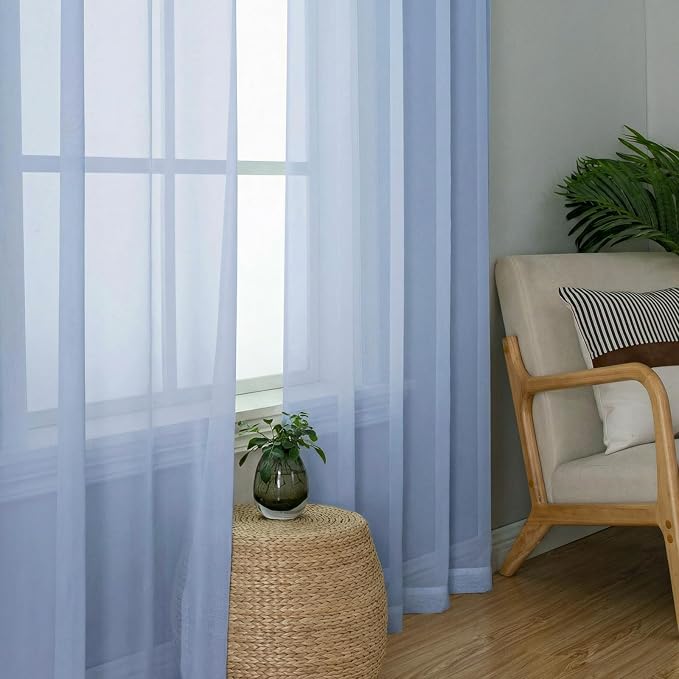 OWENIE Sheer Curtains 63 Inch Length 2 Panels Set - Image 8