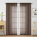 Chocolate Sheer Curtains for Window 72 inches Long 2 Panels Set, Soft Airy by Home