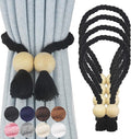 4 Pack Magnetic Curtain Tiebacks Cotton Hand Woven Tie Back Decorative Rope by CurtianTiebacks