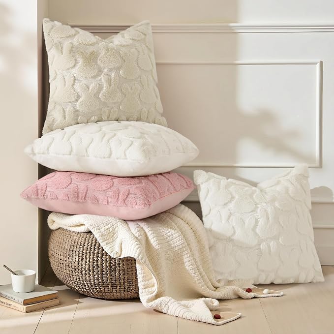 decorUhome Easter Bunny Pillow Covers 16x16 Inch Set of 2, Soft Plush Faux Wool - Image 2