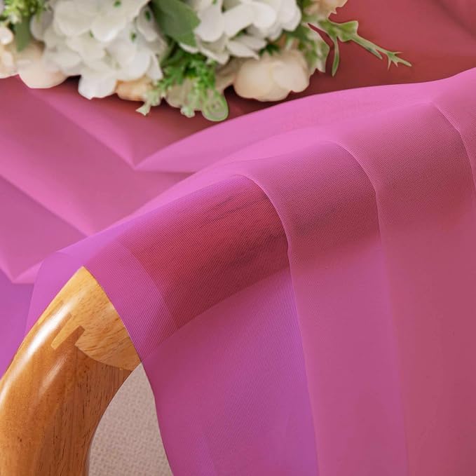 Chyhomenyc Sheer Hot Pink Tier Curtains 24 Inch Length Set, Small Window - Image 9
