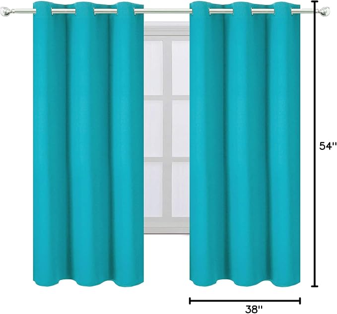 LEMOMO Turquoise/Teal Blackout Curtains/38 x 54 Inch/Set of Two Panels Grommet - Image 10