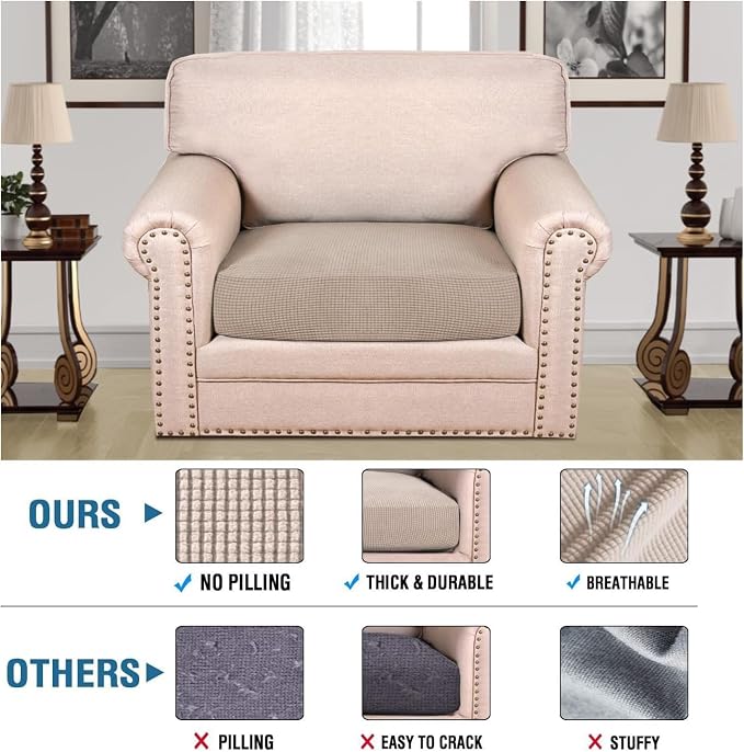 H.VERSAILTEX Super Stretch Individual Seat Cushion Covers Sofa Covers Couch - Image 2
