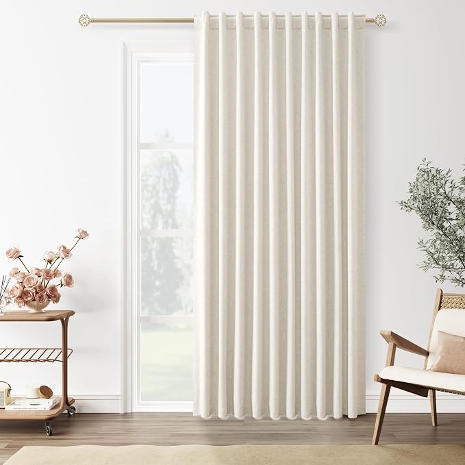 Guken Cream 100% Blackout Linen Curtains 70 Inch Wide by 84 Inch by Guken