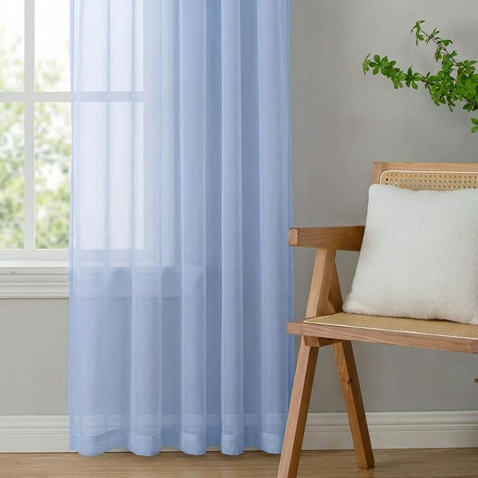 OWENIE Sheer Curtains 63 Inch Length 2 Panels Set - Image 6