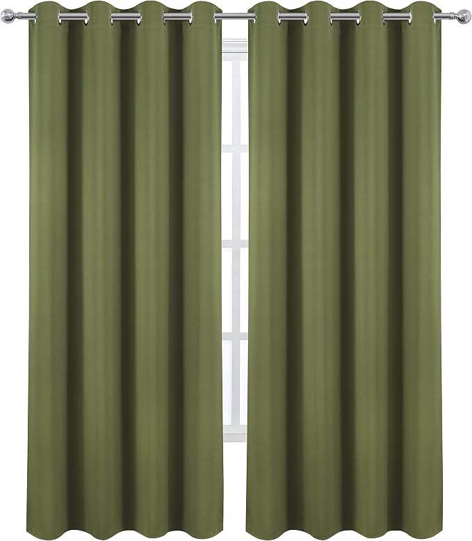 LEMOMO Olive Blackout Curtains/52 x 95 Inch/Set of 2 Panels Thermal Insulated - Image 2