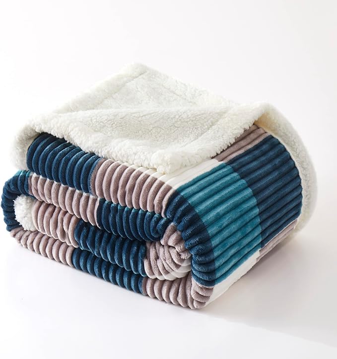 PU MEI Sherpa Blanket Twin Plaid Thick Bed Blanket, 60”*80” Super Soft Flannel - Image 7