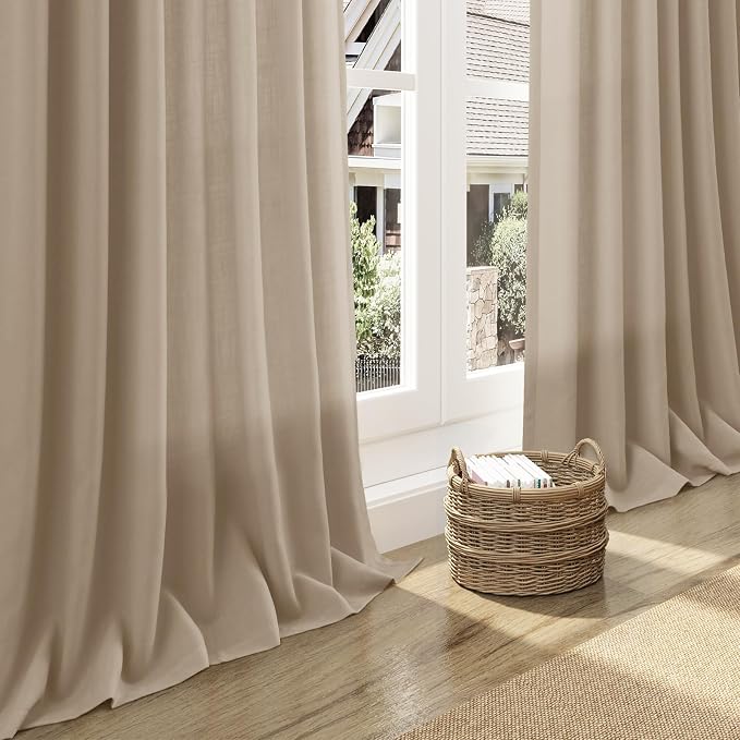 Sepia Beige Linen Curtains 108 Inches Long - Image 5